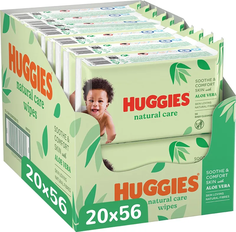 Natural Care - Billendoekjes - 1120 babydoekjes - 20 x 56 de Huggies – photo produit