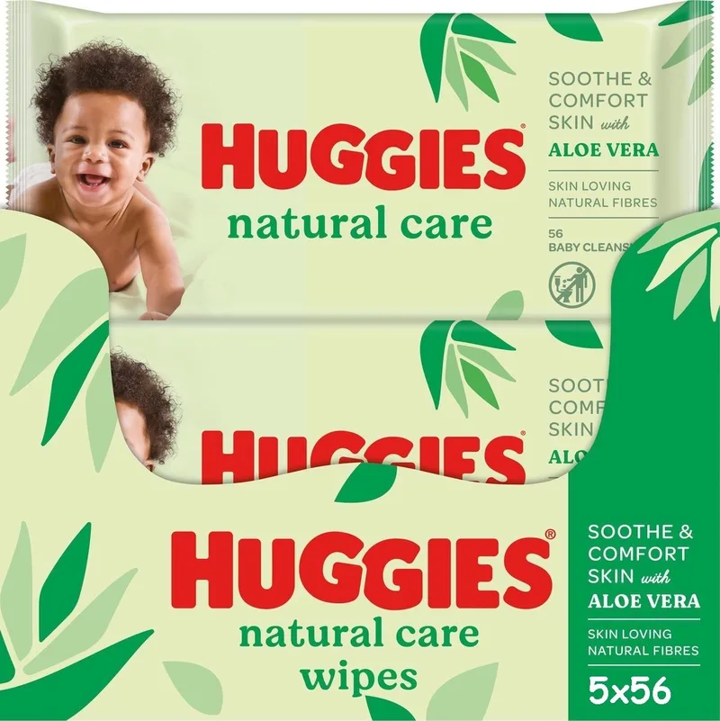 Natural Care - Billendoekjes - 280 babydoekjes - 5 x 56 by Huggies – product photo