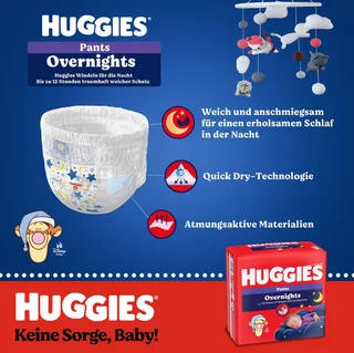 Windeln Overnight Pants Größe 6 (15-25 kg), Nachtwindeln, 88 St. fra Huggies – produktbillede 2 af 2