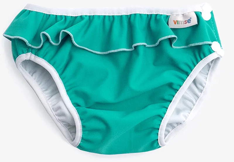 Vimse - Crayon green frill - Wasbare zwemluier met roesjes - M | 7-10 kg - aqua groen - Gemakkelijk in gebruik - OEKO-TEX® gecertificeerd de ImseVimse – photo produit