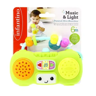 Music & Light Pretend Mini Boombox rammelaar van Infantino in Meerkleurig – productfoto 2 van 3