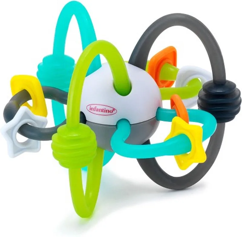 Shake & Teether Flexibele Rammelaar Bal de Infantino en Multicolore – photo produit