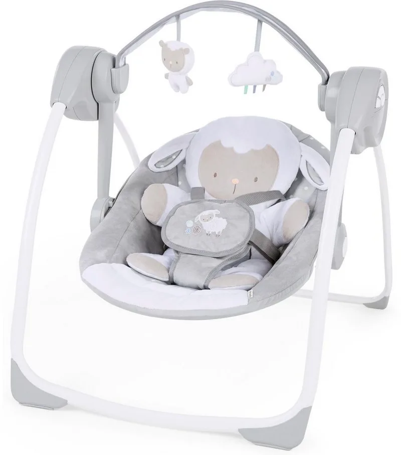 Babyschaukel Comfort 2 Go, Cuddle Lamb, tragbar fra Ingenuity i Grau – produktbillede