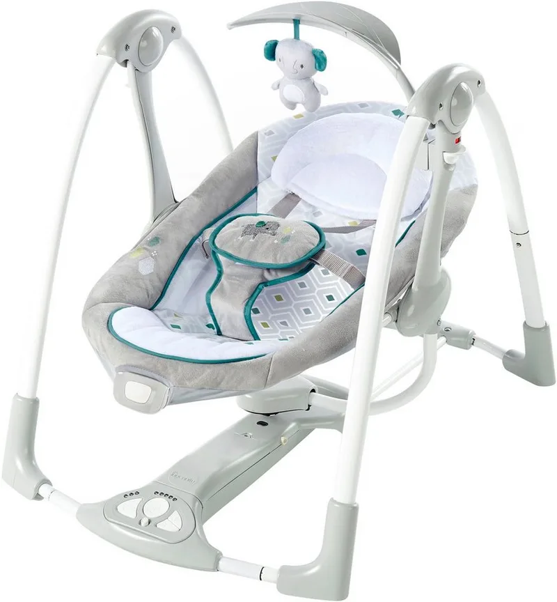 Babyschaukel ConvertMe Swing-2-Seat Portable Swing - Nash, mit automatischer Schaukelfunktion und Sound-Effekt fra Ingenuity i Grau – produktbillede