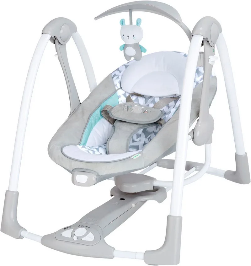 Babyschaukel ConvertMe Swing-2-Seat Portable Swing - Raylan, mit automatischer Schaukelfunktion und Sound-Effekt fra Ingenuity i Grau – produktbillede