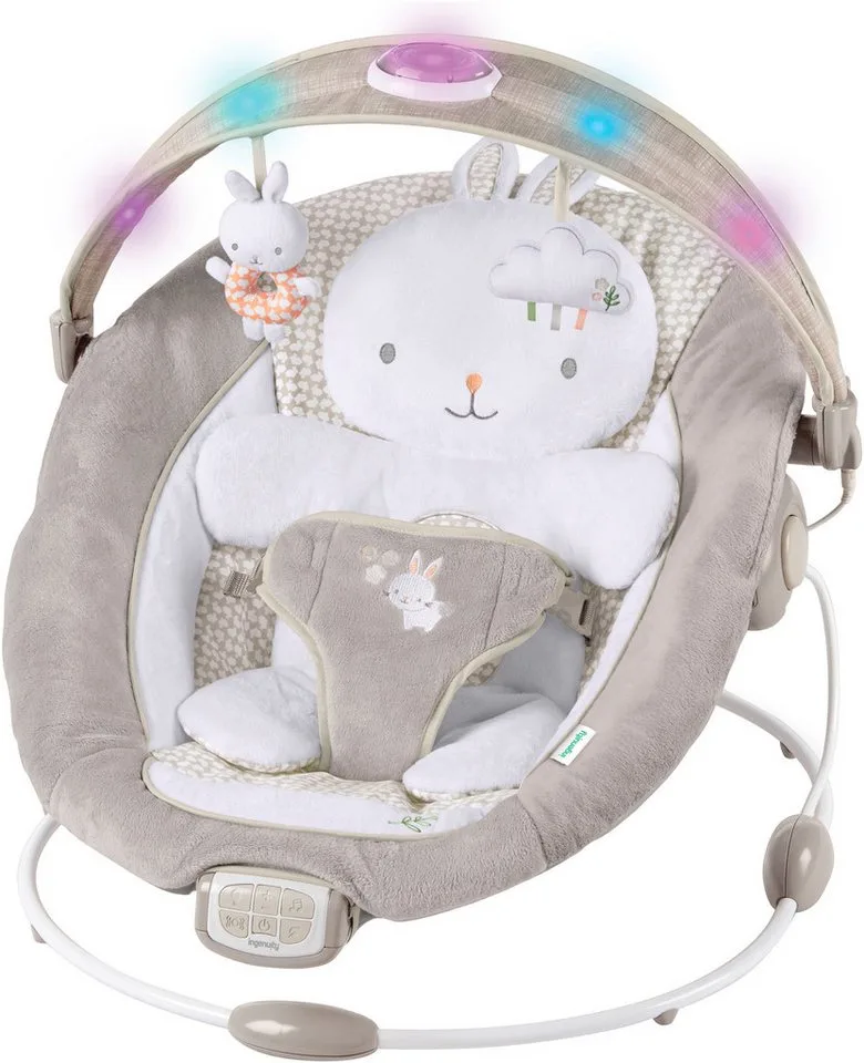 Babyschaukel InLighten Bouncer™ - Twinkle Tails™, mit Licht und Sound fra Ingenuity i Grau – produktbillede