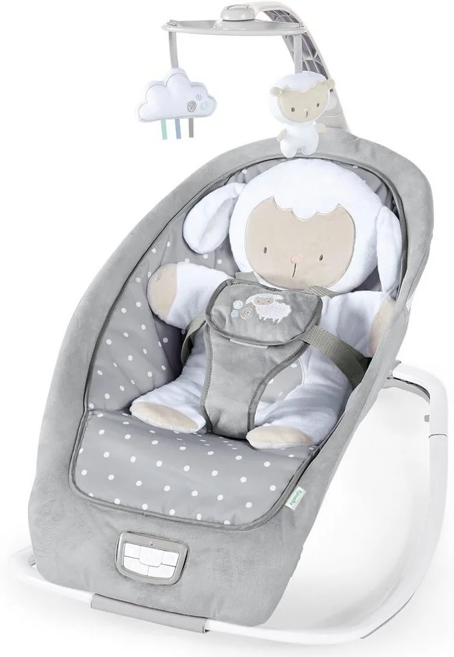 Babywippe Cuddle Lamb, mit Vibration und Melodien fra Ingenuity i Grau – produktbillede
