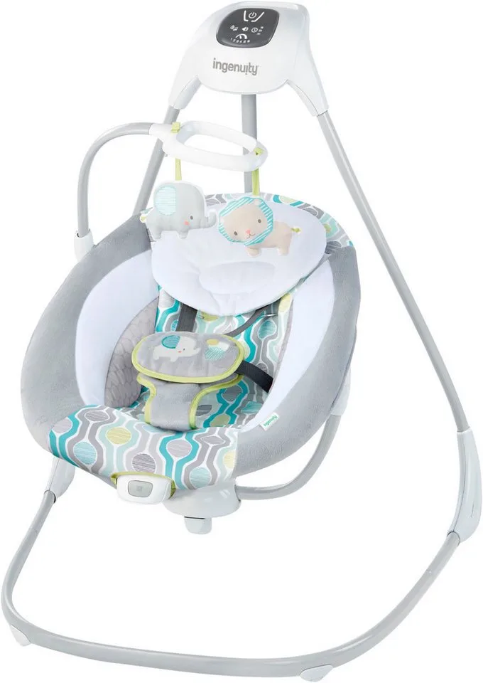 Babywippe SimpleComfort Compact Soothing Swing - Everston, mit Sound-Effekt fra Ingenuity i Grau – produktbillede