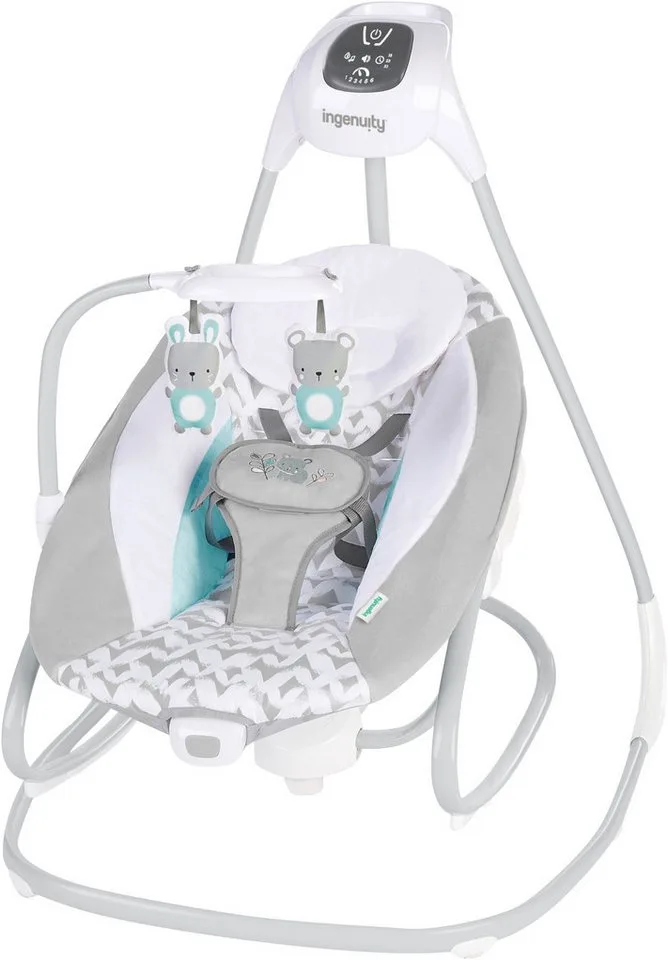 Babywippe SimpleComfort Compact Soothing Swing & Rocker - Raylan, mit Sound-Effekt fra Ingenuity i Bunt – produktbillede