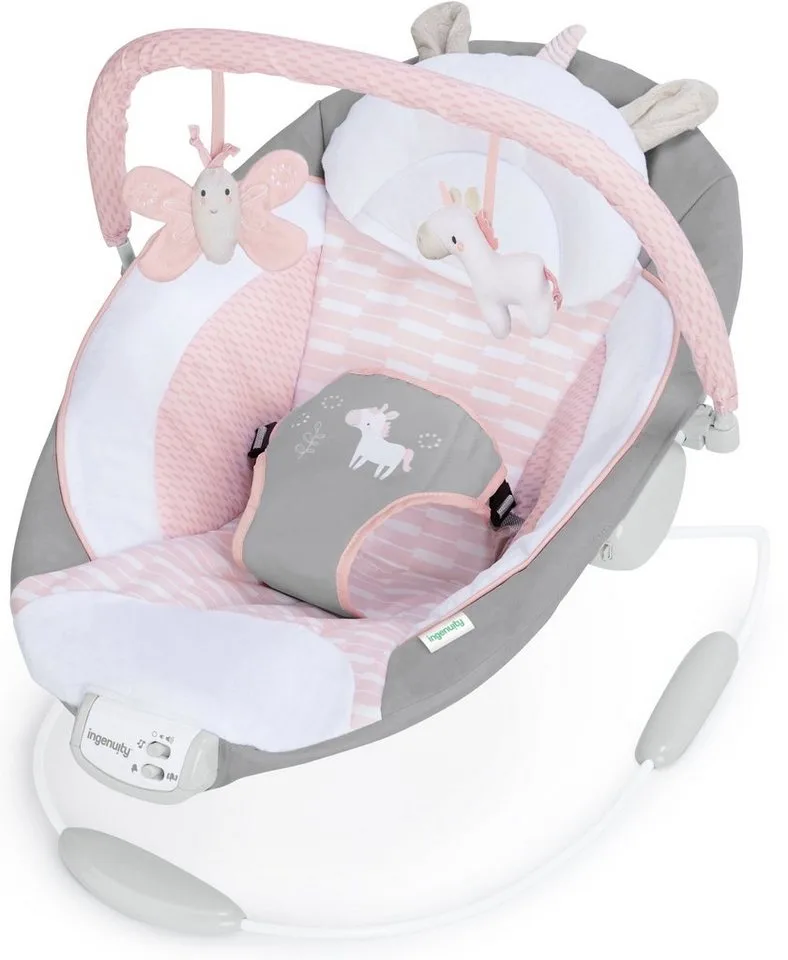 Babywippe Soothing Bouncer, Flora the Unicorn, mit Vibration und Melodien by Ingenuity in Rosa – product photo