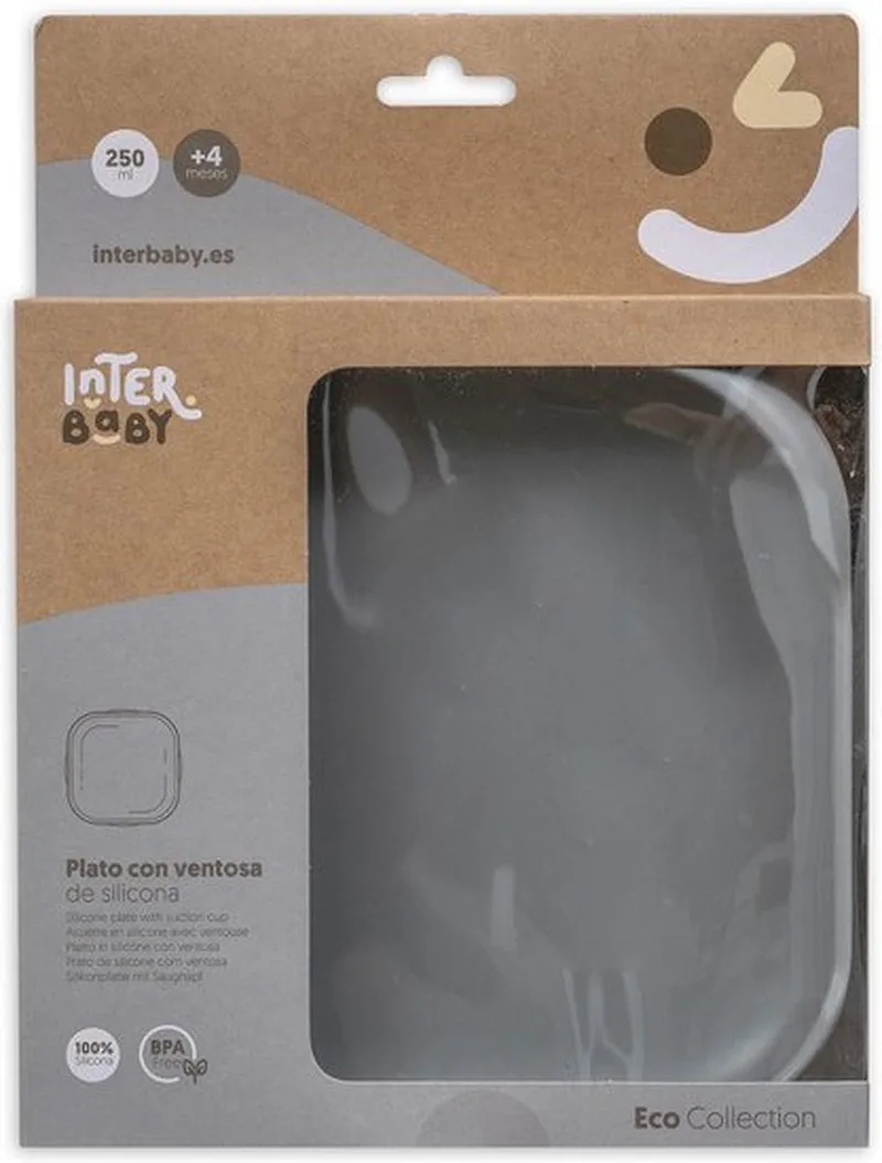 Baby bord siliconen met zuignap - kraamcadeau van Interbaby in Grijs – productfoto
