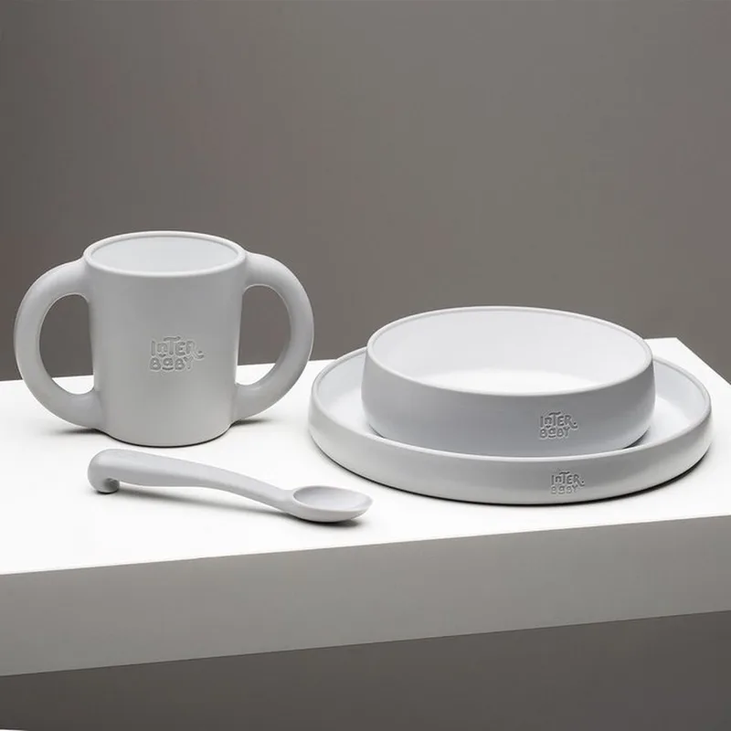 Baby - Kinder - Servies - kraamcadeau - bestek - geboorte - feestdagen de Interbaby en Gris – photo produit