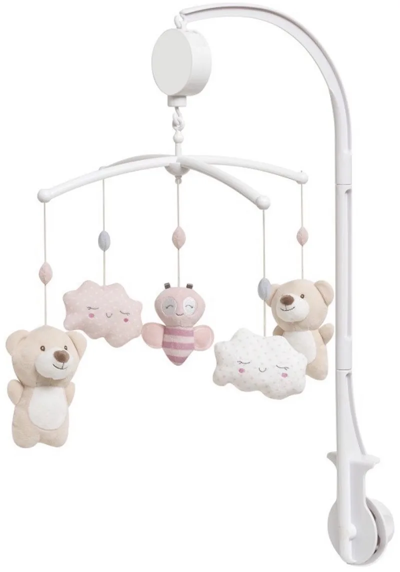 Baby's Muziekmobiel baby Heaven - Boxmobiel - figuurtjes - Muziek speelgoed - beertje - wolkjes- roze van Interbaby in Beige – productfoto