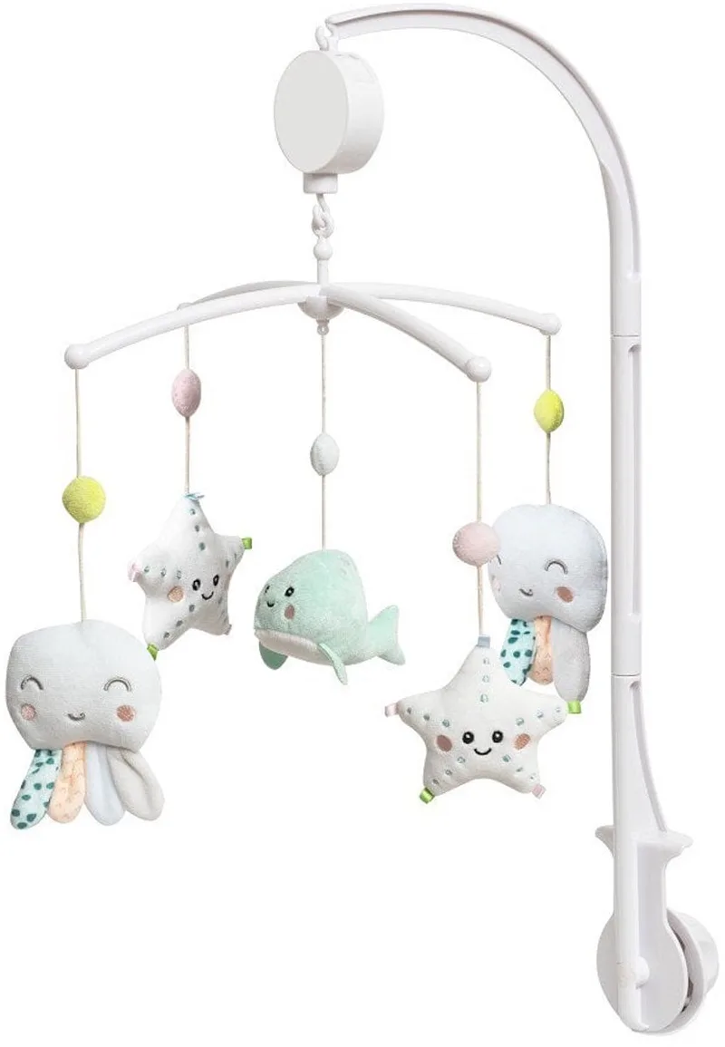 Baby's Muziekmobiel baby Heaven - Boxmobiel - figuurtjes - Muziek speelgoed - walvis - octupus - zeedieren - zeester- zachte kleuren de Interbaby en Wit blauw zeedieren – photo produit