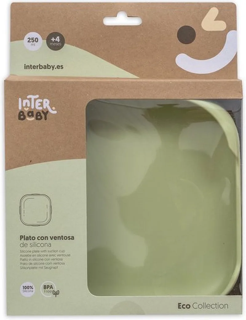 babybord met zuignap - geboorte - cadeau - feestdagen - servies - peuter van Interbaby in Groen – productfoto