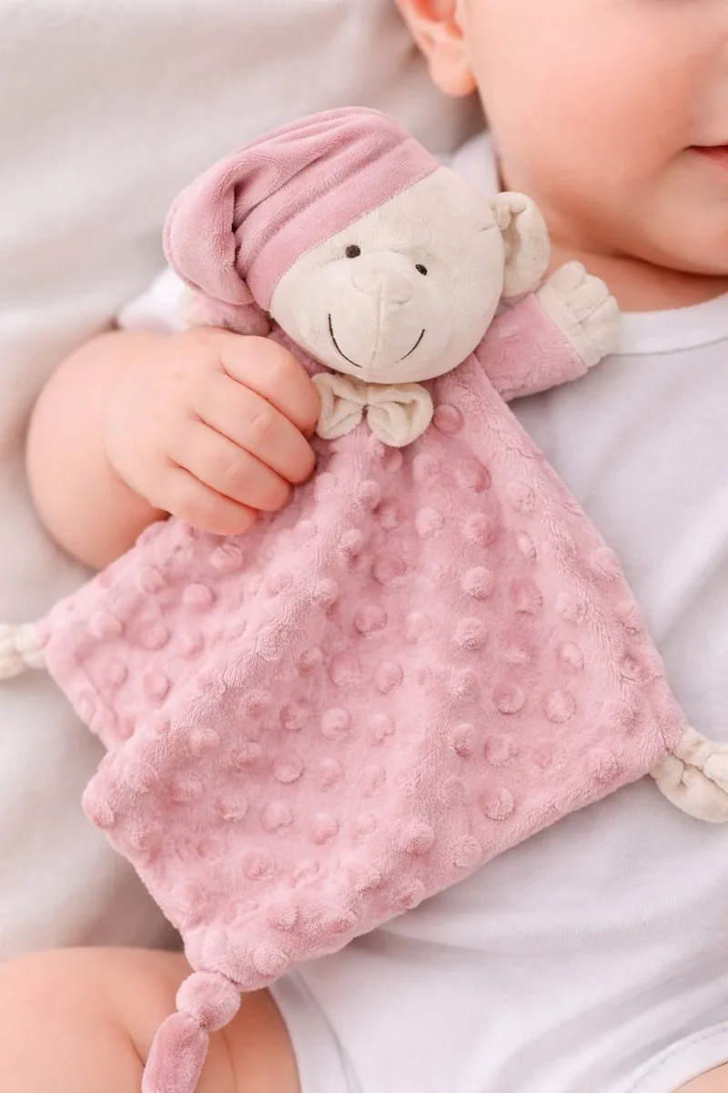 Knuffeldoekje Beer 28 X 17 Cm Polyester van Interbaby in Zachtroze – productfoto