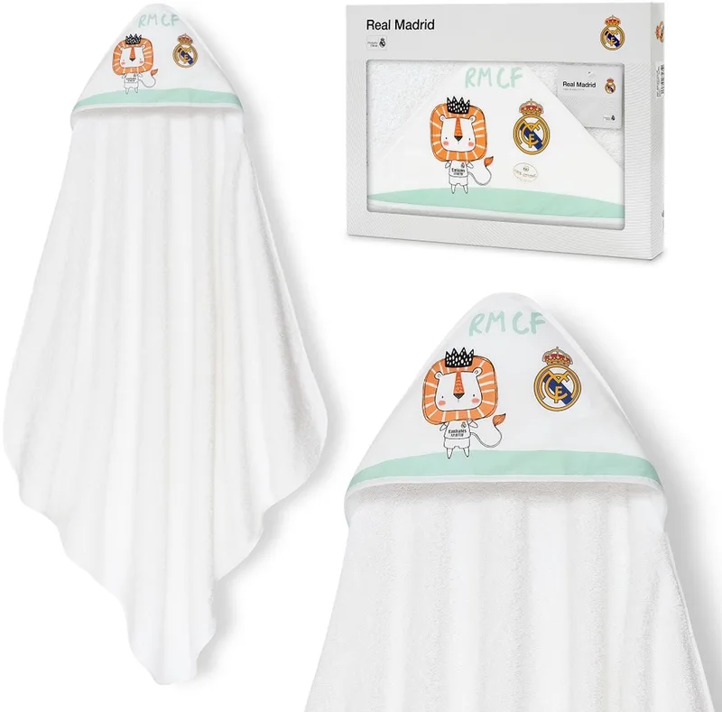 REAL MADRID™ - baby badjas - 100% katoen - zacht & absorberend de Interbaby en Blanc – photo produit
