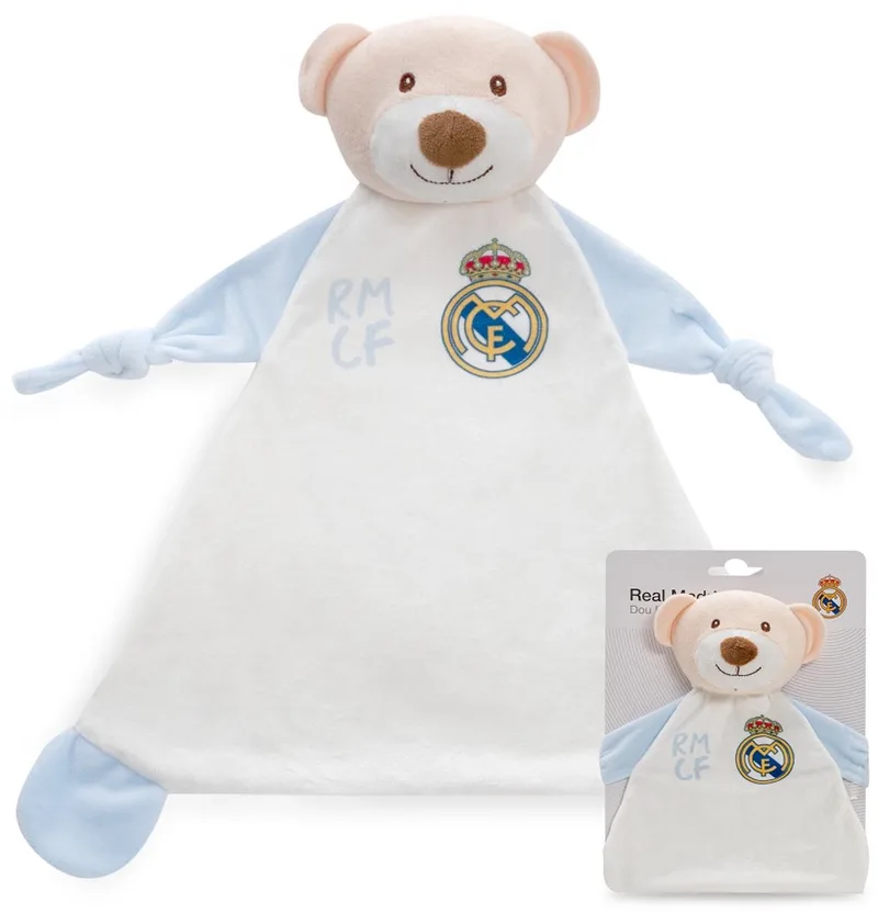 REAL MADRID™ - Baby Knuffeldoekje - Zachte Pluche Beer de Interbaby en Bleu – photo produit