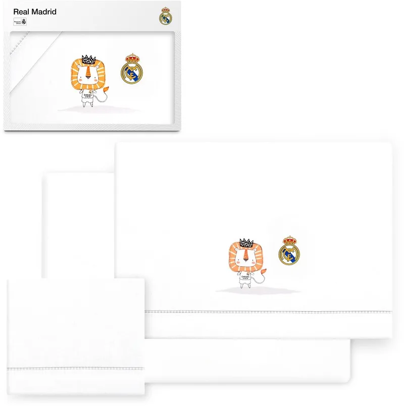 REAL MADRID™ lakenset ledikant - 60x120 cm - katoen wit/grijs - zacht by Interbaby in Grey – product photo