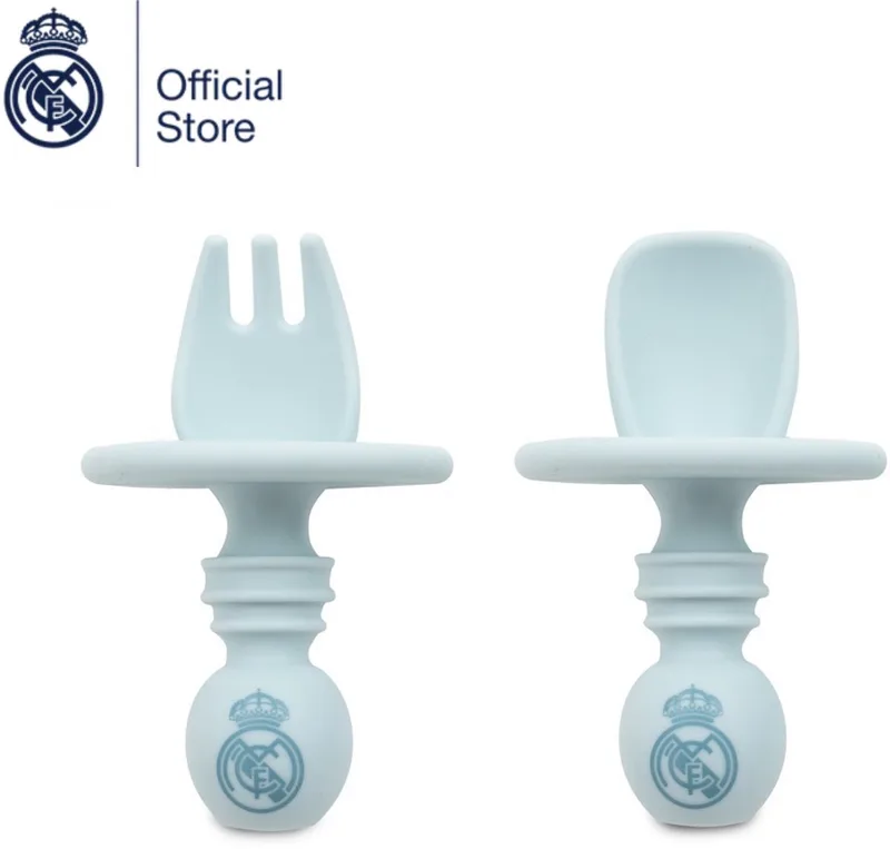 REAL MADRID™ - siliconen bestekset - 4+ maanden - BPA-vrij de Interbaby en Bleu – photo produit