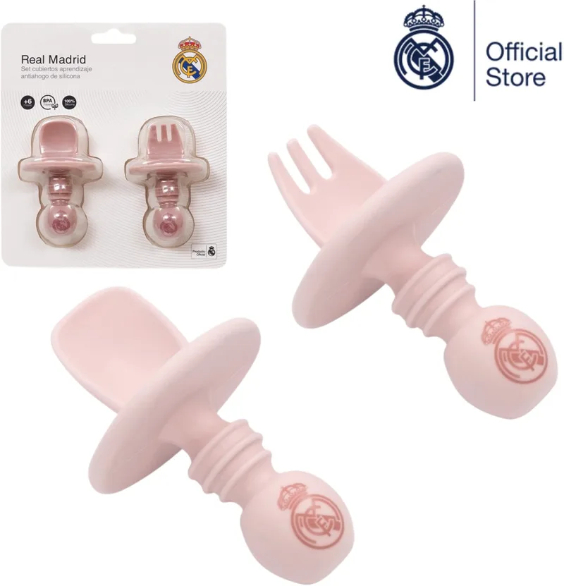 REAL MADRID™ - siliconen bestekset - 4+ maanden - BPA-vrij de Interbaby en Rose – photo produit