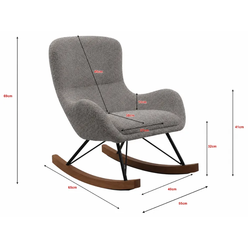 Schommelstoel Jaxx Rocky Mini Boucle Antraciet van Jaxx – productfoto