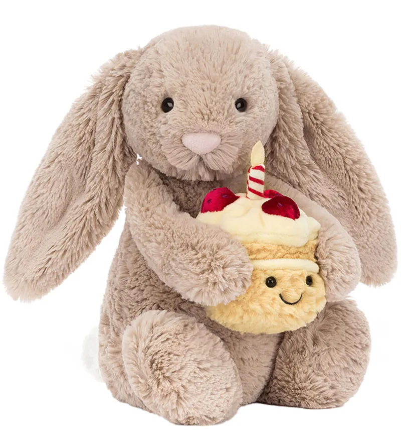 Knuffel - 31x12 cm - Bashful Beige Bunny Verjaardag van Jellycat – productfoto