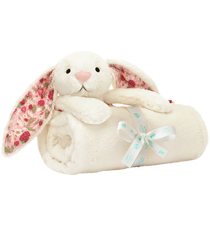 Knuffeldeken - 56x70 cm - Blossom Cream Bunny Berry van Jellycat – productfoto