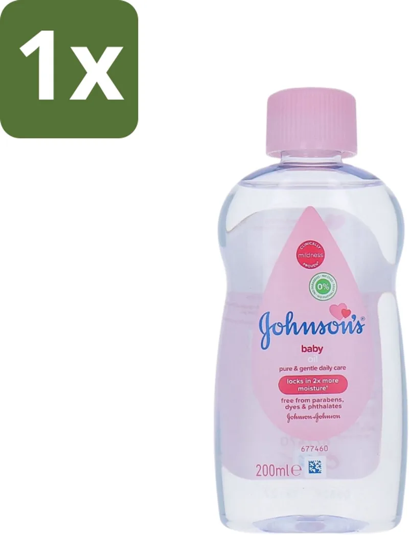 1 x Johnson's - Baby Olie - Puur & Zacht - 200 ml - Babyolie - Babyhuid Verzorging - Hydraterende Olie - Zachte Huid - Babyhuid Bescherming de Johnson's – photo produit