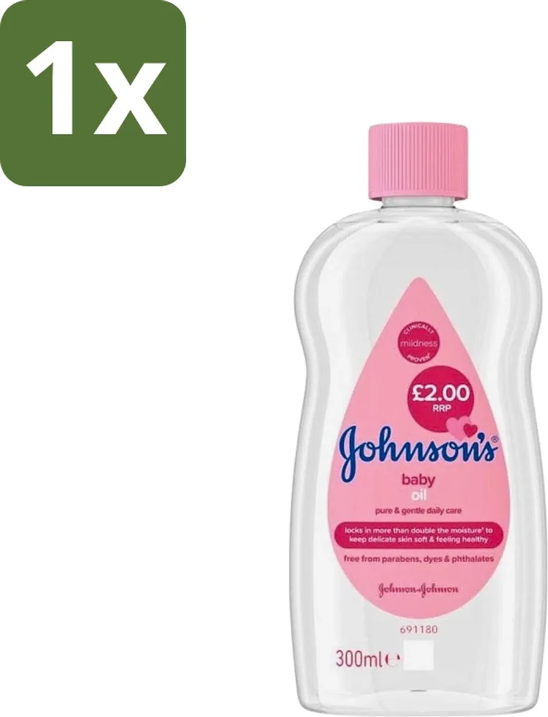 1 x Johnson's - Baby Olie - Puur & Zacht - 300 ml - Babyolie - Babyhuid Verzorging - Babymassage - Hydratatie - Hypoallergeen de Johnson's – photo produit