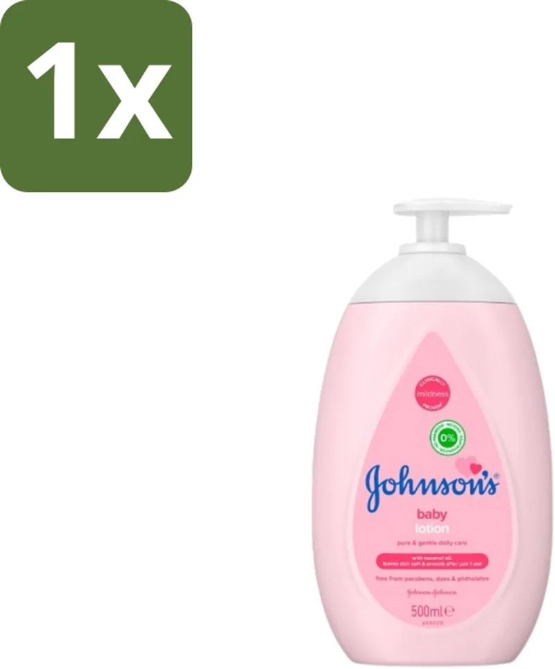 1 x Johnson’s Baby – Bodylotion – Zacht & Verzorgend – 500 ml - Baby Lotion - Baby Hydratatie - Kokosolie Baby - Gevoelige Huid - Babyhuid Verzorging de Johnson's – photo produit