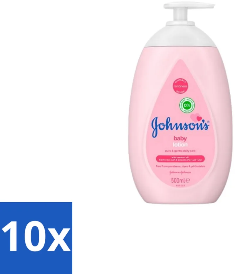 10 x Johnson’s Baby – Bodylotion – Zacht & Verzorgend – 500 ml - Baby Lotion - Baby Hydratatie - Kokosolie Baby - Gevoelige Huid - Babyhuid Verzorging van Johnson's – productfoto