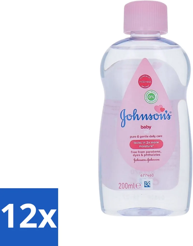 12 x Johnson's - Baby Olie - Puur & Zacht - 200 ml - Babyolie - Babyhuid Verzorging - Hydrateren - Zachte Huid - Babyhuid Bescherming by Johnson's – product photo