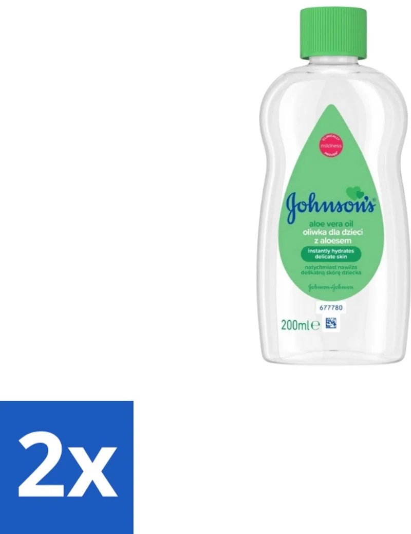 2 x Johnson's - Baby Olie - Aloe Vera - 300 ml - Babyolie Aloë Vera - Huidverzorging - Droge Huid - Gevoelige Huid - Babyhuid från Johnson's – produktbild
