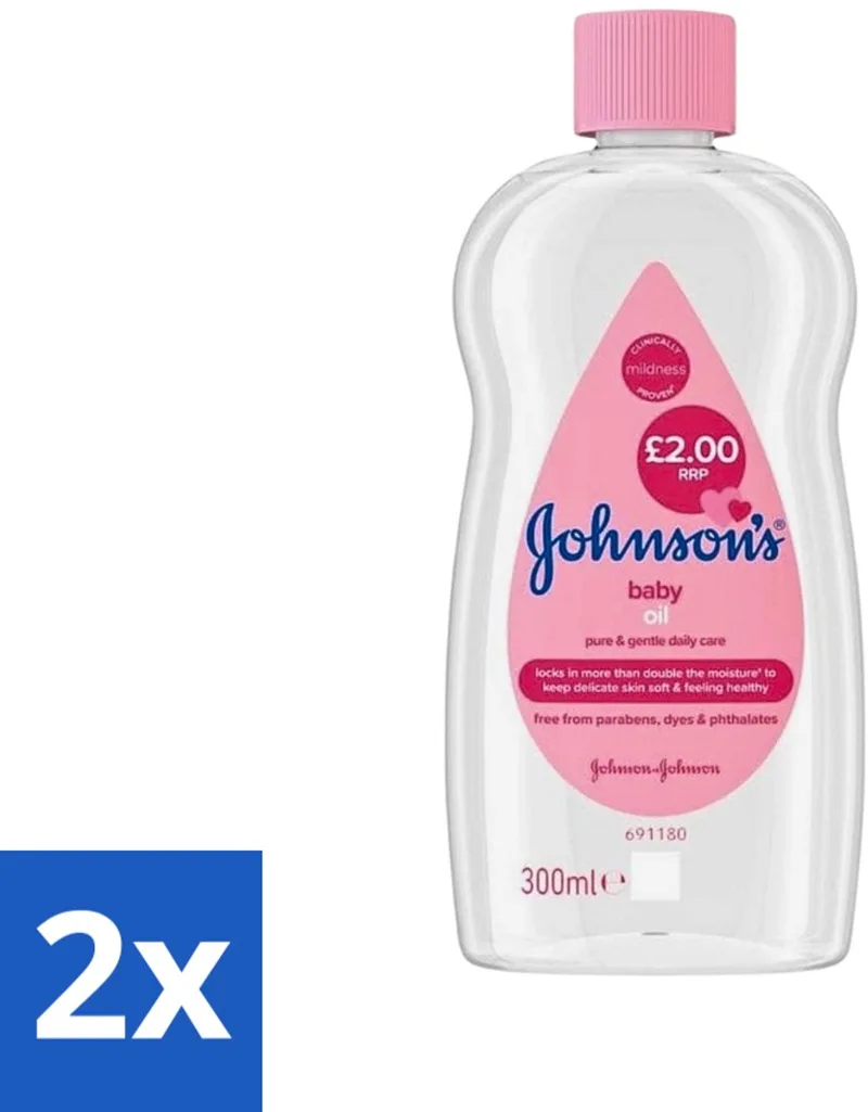 2 x Johnson's - Baby Olie - Puur & Zacht - 300 ml - Babyolie - Babyhuid - Hydratatie - Babymassage - Hypoallergeen by Johnson's – product photo