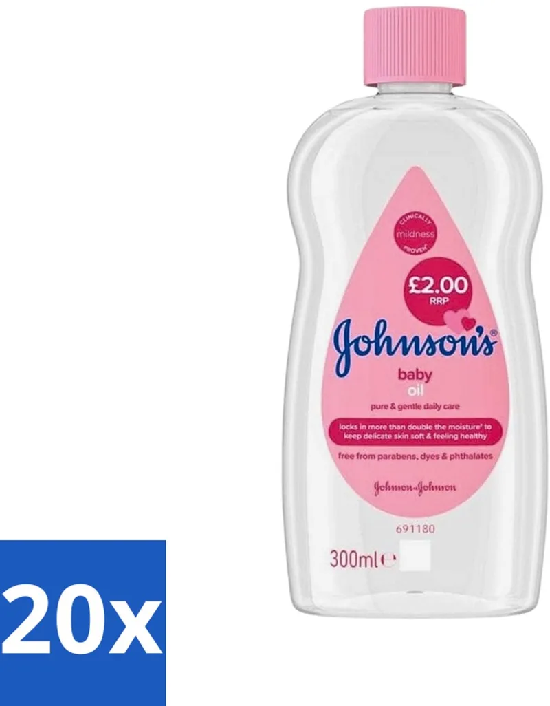 20 x Johnson's - Baby Olie - Puur & Zacht - 300 ml - Babyolie - Babyhuid Verzorging - Babymassage - Hydratatie - Hypoallergeen de Johnson's – photo produit