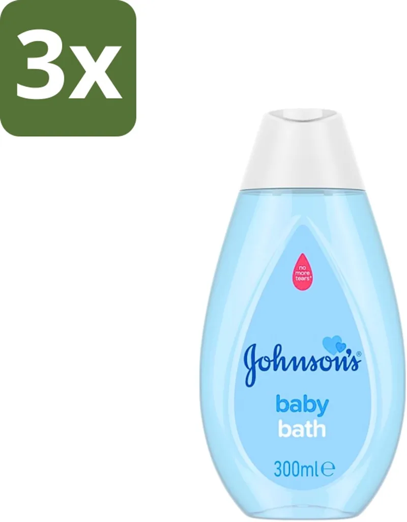 3 x Johnson's - Baby Bath - Puur & Zacht - 300 ml - Baby Bad - Baby Zeep - Babyhuid Verzorging - Zachte Babyzeep - Milde Babyzeep van Johnson's – productfoto