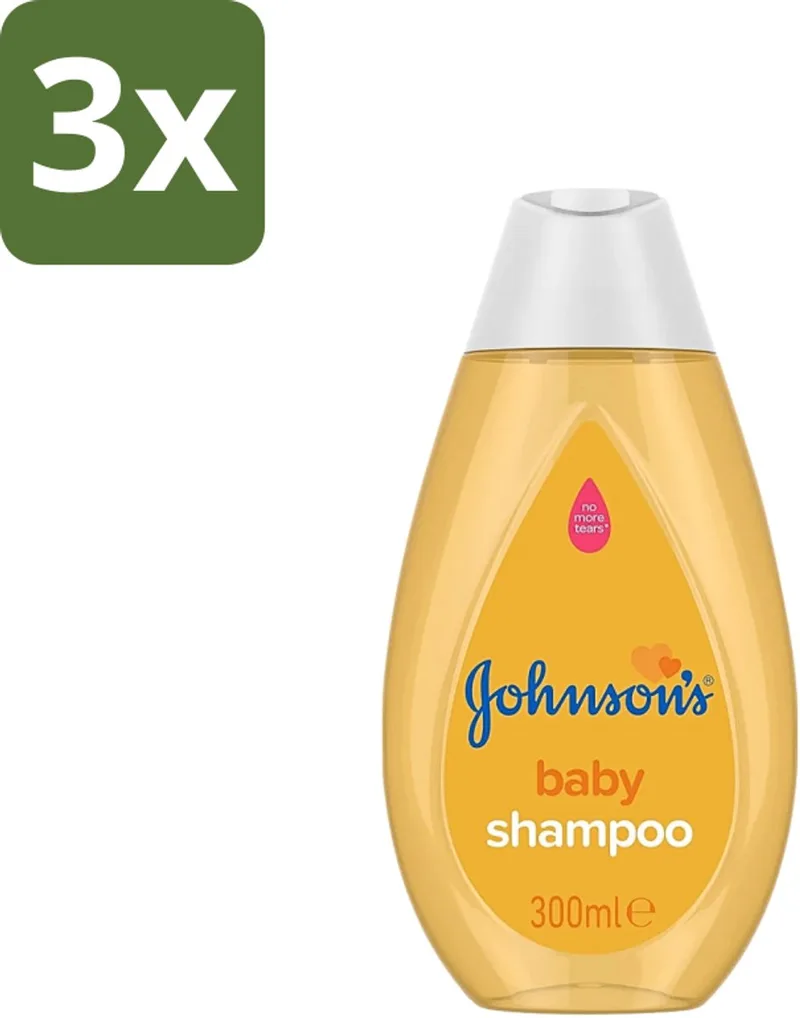 3 x Johnson's - Baby Shampoo - Zacht Voor De Ogen - 300 ml - Baby Shampoo - Baby Haar Verzorging - Zacht Voor De Ogen - No More Tears - Hypoallergeen Shampoo by Johnson's – product photo