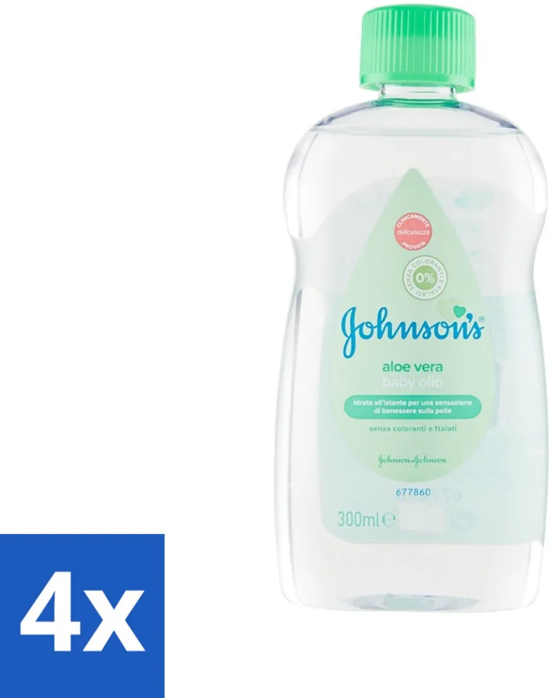 4 x Johnson's - Baby Olie - Aloe Vera - 300 ml - Babyolie - Aloe Vera - Babyhuid Verzorging - Melkkorst Verwijderen - Hydraterende Olie by Johnson's – product photo