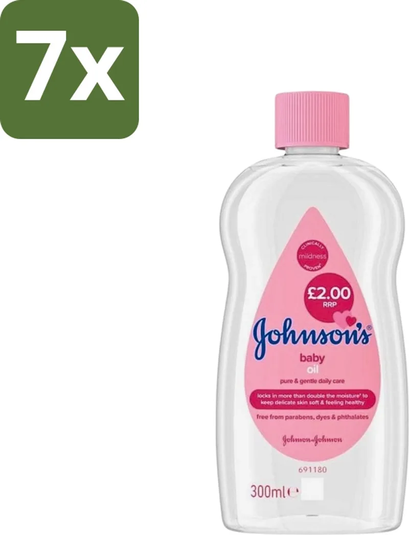7 x Johnson's - Baby Olie - Puur & Zacht - 300 ml - Babyolie - Babyhuid Verzorging - Babymassage - Hydratatie - Hypoallergeen fra Johnson's – produktbillede