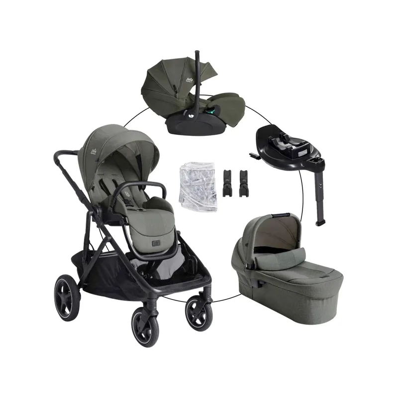 Kombikinderwagen Versiti Travel-Set inkl. Babyschale i-Level Pro und Isofix-Basis i-Base Encore by Joie in Green – product photo