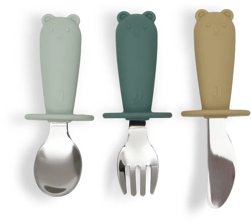 Baby Bestek Set - Siliconen Kinderbestek by Jollein in Jade Shades – product photo