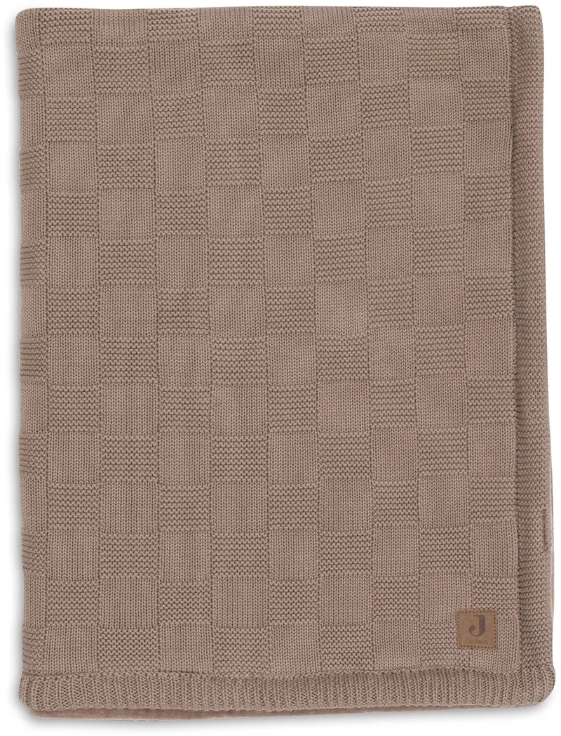 Baby Deken Ledikant - 100x150cm - Box Knit - Milky Coffee/Velvet de Jollein en Box Knit Milky Coffee – photo produit