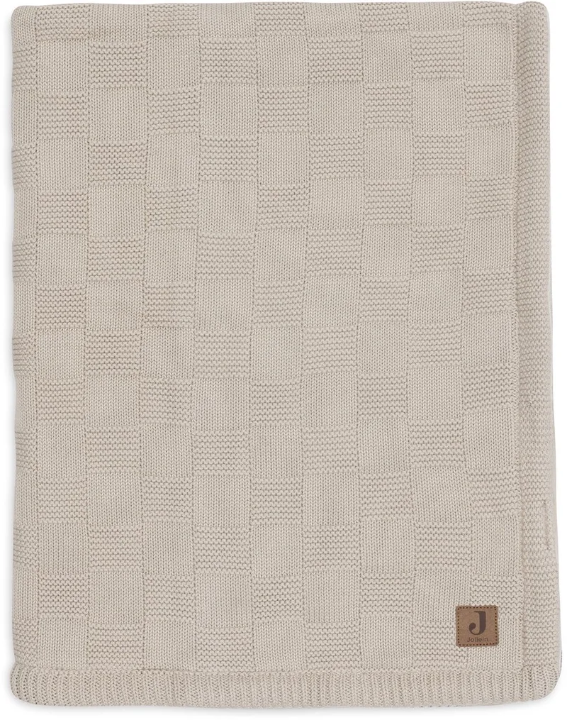 Baby Deken Ledikant - 100x150cm - Box Knit - Warm Sand/Velvet de Jollein en Box Knit Warm Sand – photo produit