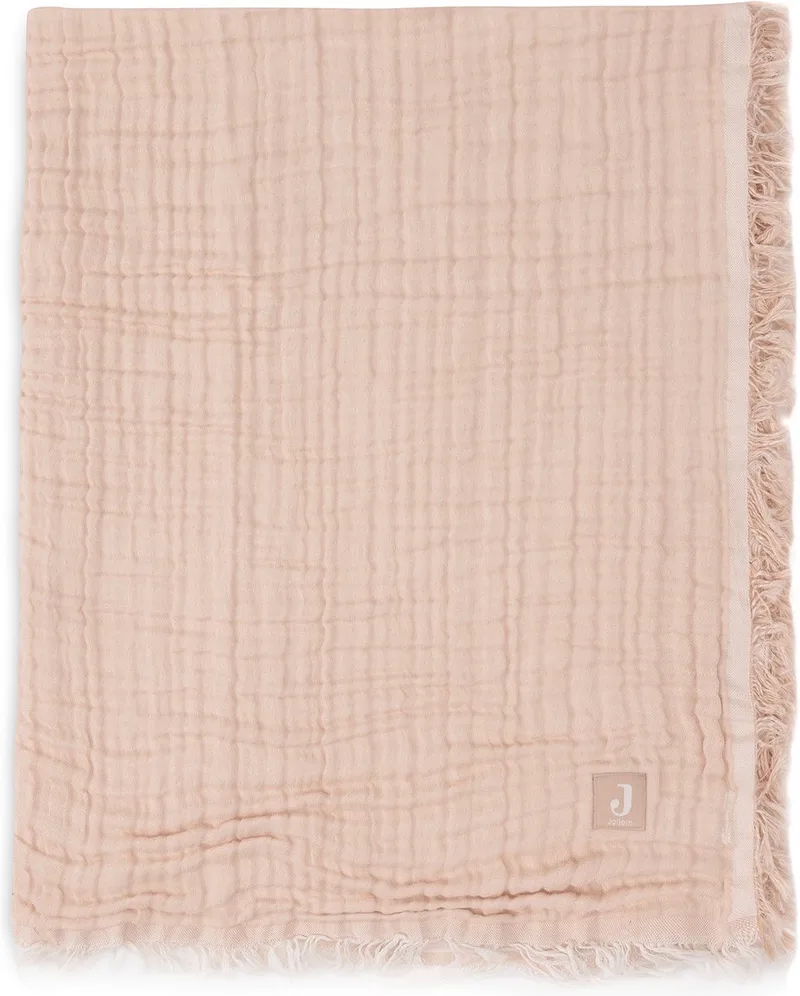 Baby Deken Ledikant - 120x120cm - Fringe - Moonstone/Ivory - GOTS by Jollein in Moonstone – product photo