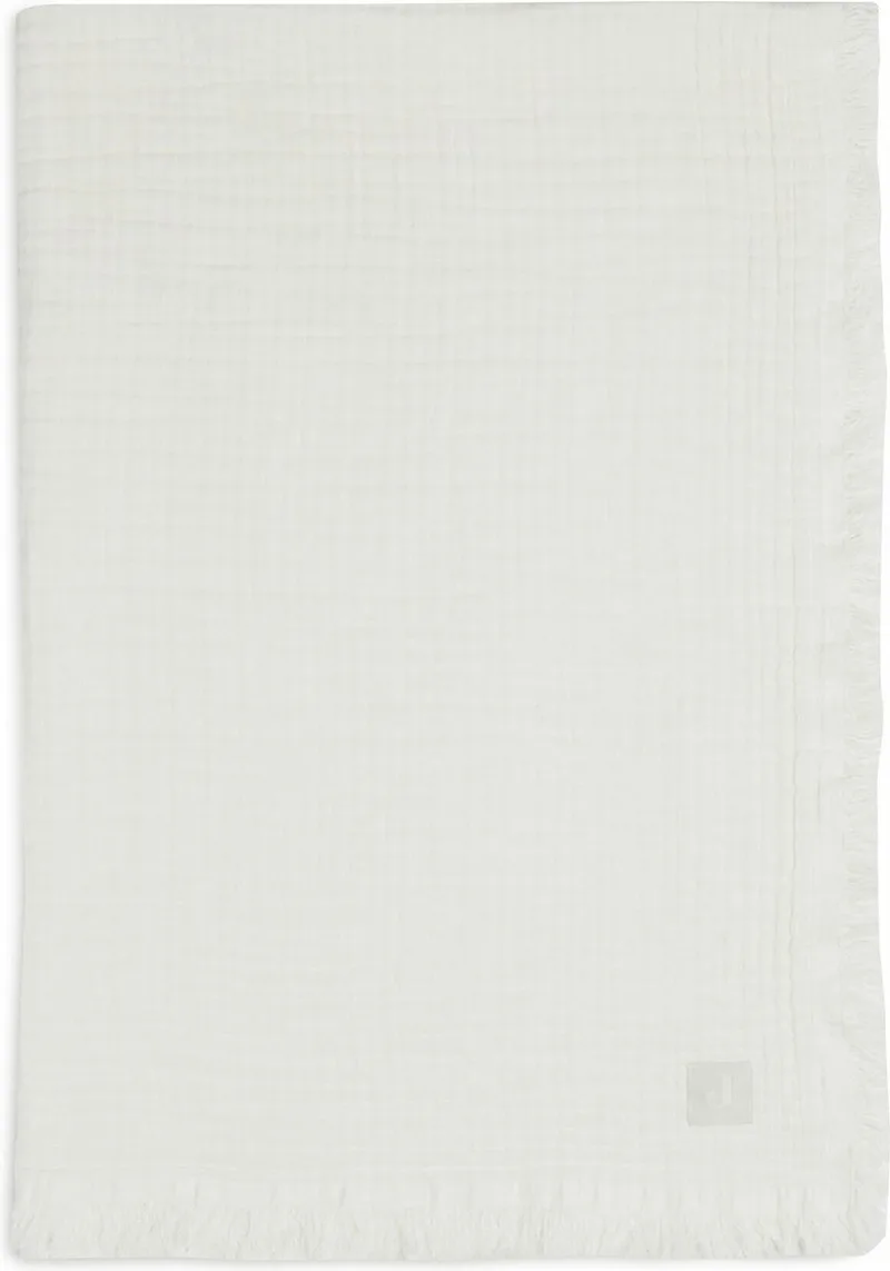 Baby Deken Ledikant 120x120cm Muslin Fringe - Ivory by Jollein in Muslin Fringe Ivory – product photo