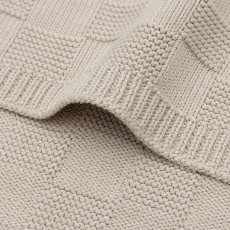 Baby Deken Wieg - 75x100cm - Box Knit by Jollein in Warm Sand – product photo 2 of 3