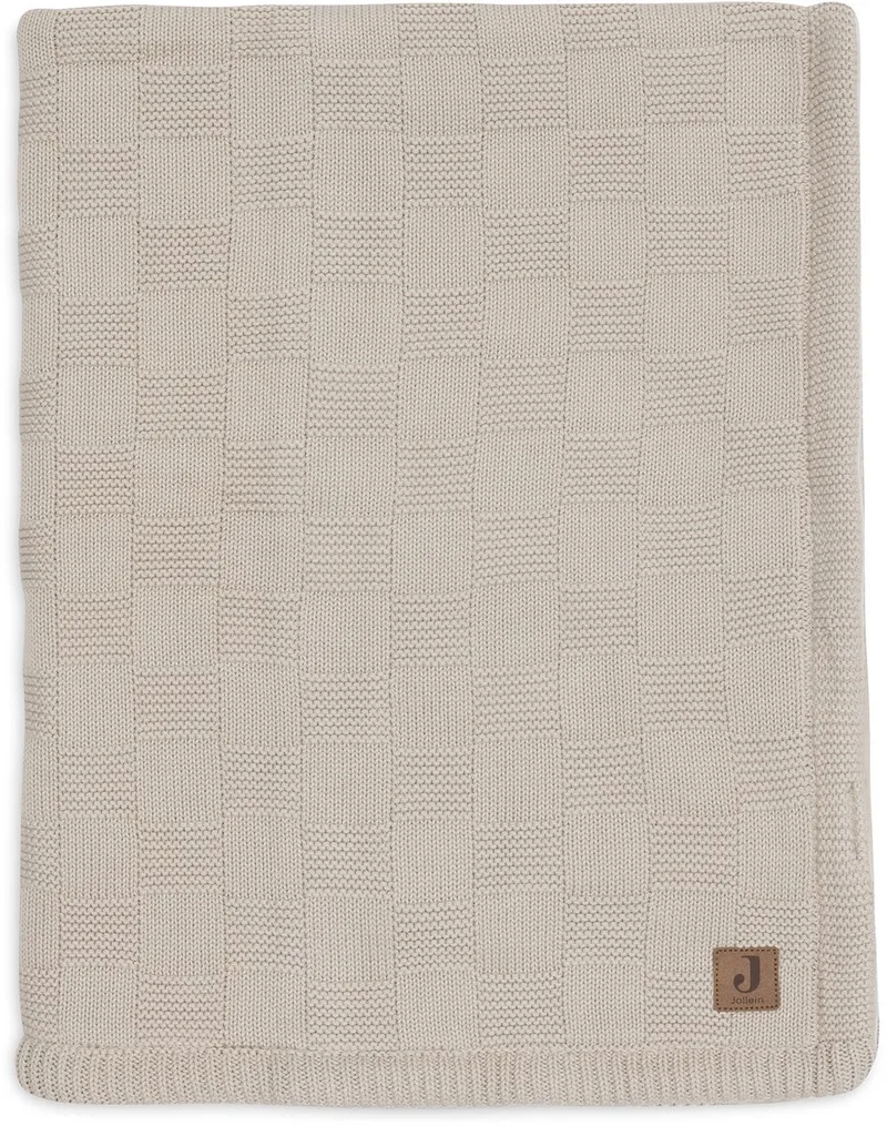 Baby Deken Wieg - 75x100cm - Box Knit - Warm Sand/Velvet de Jollein en Box Knit Warm Sand – photo produit