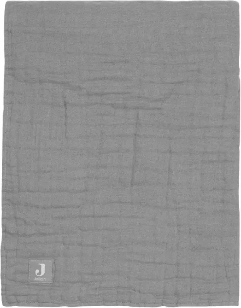Baby Deken Wieg 75x100cm Muslin Fringe - Storm by Jollein in Grey – product photo