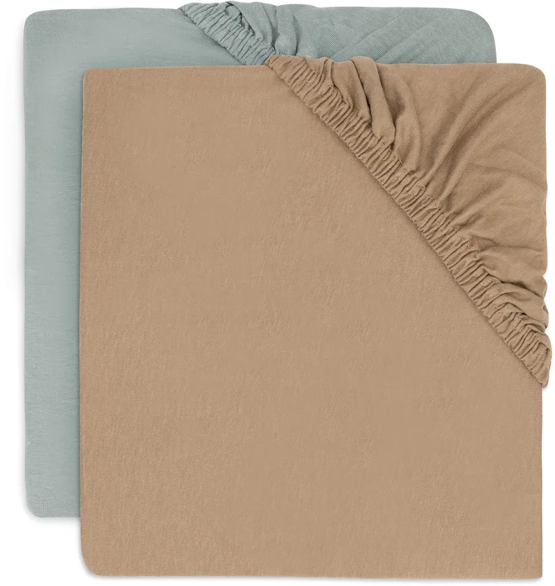 Baby - Hoeslaken Wieg Jersey 40/50x80/90cm - Babybed - Zacht Katoen - 2 Stuks - Sea Green/Biscuit by Jollein in Sea Green – product photo